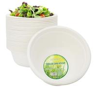 EXNIMA, Pezzi Da 100 Ciotole di Canna da Zucchero, Biodegradabili e Compostabili, Piatti di Carta 100% Ecologici, Piatti Fondi, Rotondi, Rigidi Per Picnic, Barbecue, Feste, Compleanni.