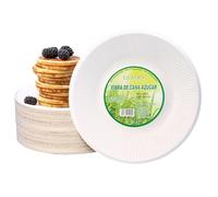 EXNIMA, Pezzi Da 50, 100 o 200 Piatti Piani di Canna da Zucchero, Biodegradabili e Compostabili, Piatti di Carta 100% Ecologici, Rotondi, Piatti Monouso, Resistenti, per Barbecue, Feste, Compleanni.