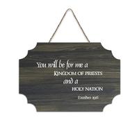Exodus 19:6 - Targa artistica da parete, con scritta "You Will Be for Me A Kingdom of Priests And A Holy Nation", 15,2 x 25,4 cm, stile rustico, da appendere alla porta d'ingresso, soggiorno, cucina