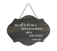 Exodus 19:6 - Targa artistica da parete, con scritta "You Will Be for Me A Kingdom of Priests And A Holy Nation", 15,2 x 25,4 cm, stile rustico, da appendere alla porta d'ingresso, soggiorno, cucina