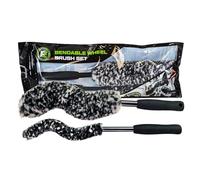 ExoForma Set di spazzole Pieghevoli, Set di 2 spazzole Regolabili per Pulire Dietro Le Ruote, Fibra di Lana Resistente ma Delicata + Punta in Gomma AntiGraffio, sicura per Tutti i Tipi di Ruote,