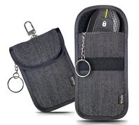 EXOSFER - Custodia Schermata Chiave Keyless (Design Jeans) - 2 Custodie Small. Gabbia Faraday Antifurto Auto. Blocco Segnale RFID per Chiavi e Telecomando. Protezione Rinforzata Contro il Pirataggio.