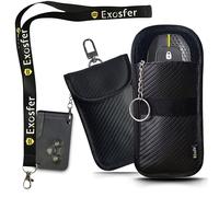 EXOSFER Set 2 Custodie Anti RFID per Chiave Auto Keyless Design Carbonio con Portachiave Integrato e Lanyard | Gabbia Faraday Antifurto | Blocco Segnale RFID | Anti Relay Attack e Furto Veicolo