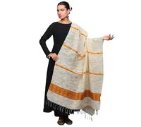 Exotic India Khadi Dupatta - Stola da donna Dupatta con motivi di albero in filo intrecciato e design etnico strutturato