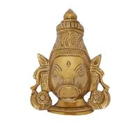 Exotic India Piccola dea Varahi testa in ottone appeso alla parete idolo indù tradizionale indiano Mukha per Pooja e Mandir Decor