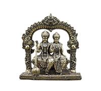 Exotic India Piccola statua in ottone superfine di Vishnu e dea Lakshmi, seduto in gesto di benedizione, con arco Kirtimukha Pooja, decorazione per la stanza, 10,2 cm