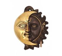 Exotic India Statua da parete in ottone a mezza luna e mezza luna | Simbolo di sole e luna | Decorazione spirituale per la casa