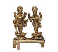 Exotic India Statua in ottone del Signore Vishnu con Devi Lakshmi per la casa del tempio Puja e decorazioni religiose indù