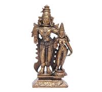 Exotic India Statua in rame del Signore Shiva-Parvati, 17,8 cm, coppia divina Murti con gesto di benedizione, idolo per tempio indù e decorazione per la casa