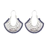 Exotic Style Curved Corner Geometric Earrings, Unique Pattern Drops For Fashion Lovers(Blue)