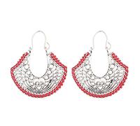 Exotic Style Curved Corner Geometric Earrings, Unique Pattern Drops For Fashion Lovers(Red)