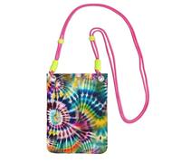 Exotic Tribe - Borsa a tracolla da donna, con stampa tie-dye, mini portamonete per telefono, per escursioni e viaggi, Fucsia, Taglia unica
