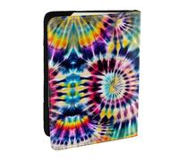 Exotic Tribe - Custodia per passaporto con stampa in stile tie dye, con porta carte di credito, in pelle, per donne, uomini, famiglia, viaggi, Nero , Taglia unica