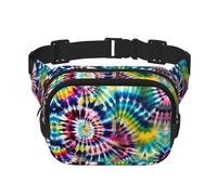 Exotic Tribe - Marsupio da donna, con stampa tie-dye, grande, alla moda, nero, Taglia unica