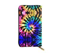 Exotic Tribe - Portafoglio lungo in pelle con stampa tie dye, portafoglio personalizzato alla moda, scomparti per carte di credito, pronto per regali, nero, taglia unica, Nero, One Size