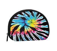 Exotic Tribe Tie Dye Style Mini Storage Bag Shell Wallet Piccolo portamonete con mini con cerniera Cambia borsa per monete e chiavi, puoi anche riporre qualsiasi piccolo oggetto che desideri, Nero ,