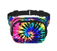 Exotic Tribe Tie Dye Style Print Square Waist Purse Double Layer Fanny BagTrendy Viaggio Marsupio per uomini e donne, nero, Taglia unica