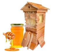ExoticaBlend Arnia in Legno a Flusso Automatico con Telaini e Vassoi, Kit di Avviamento Completo per Apicoltura Domestica e Impollinazione del Giardino