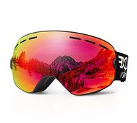 EXP VISION - Occhiali da sci e da snowboard per uomo e donna, 100% protezione per UV400, anti appannamento sulle lenti, con vetro sferico rimovibile (rosso)