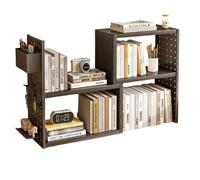 Expandable Wooden Modern Minimalist 90°Rotating Bookshelf Desktop Open Corner Bookcas Organiser Adjustable Desktops Storage Shelf for Home Office Living Room Bedroom(bianca)