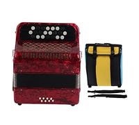 Expert 22 Key 8 Bass Accordion for Beginners & Adults | ABS Wood Body with Storage Bag | Portable Button Wind Instrument for Practice/Performance/Education (Red)
