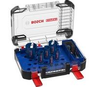 EXPERT CONSTRUCTION MATERIAL sega per trapano 6 pz, Sega a tazza Set, Trapano, Mattone, Truciolato, Plastica, Legno dolce, Piastrella, Blu, Oro, Rosso, Acciaio inox, Carburo di tungsteno (TC), 6 cm