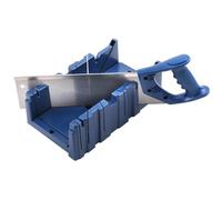Expert Miter Saw Box with Steel Hand Saw | 45/22.5/90 Degree Accurate Cuts | Sturdy Mitre Box for Woodworking/Frames/DIY Projects | PC Material, 125mm Width (Blue)
