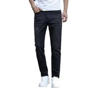 Expeum Jeans Pantaloni Denim Trendy Street Washed Blu Grinding Dissolvenza Stretch Elastico Dimagrante Retro Casual Pendolari Gamba Dritta per Uomo, Nero , L /XL