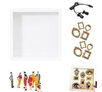Explcior DIY Mini Museum Silhouette Box, Celebrate Your Unique Memories in Style, Personalized Shadow Box Frame with Gold Mini Frames & Figurines, Creative Memory Display Kit(Square-White)