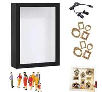 Explcior DIY Mini Museum Silhouette Box, Celebrate Your Unique Memories in Style, Personalized Shadow Box Frame with Gold Mini Frames & Figurines, Creative Memory Display Kit(Rectangle-Black)