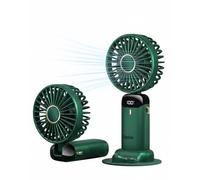 Explcior Electric Fan Handheld Mini Portable Hand Held Fans USB Rechargeable Fans Foldable Travel Powerful Personal Pocket Fan 5 Speeds Cooling Desk Holiday Quiet Silent for Women Handbag(verde)