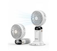 Explcior Electric Fan Handheld Mini Portable Hand Held Fans USB Rechargeable Fans Foldable Travel Powerful Personal Pocket Fan 5 Speeds Cooling Desk Holiday Quiet Silent for Women Handbag(bianca)