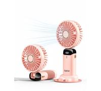 Explcior Electric Fan Handheld Mini Portable Hand Held Fans USB Rechargeable Fans Foldable Travel Powerful Personal Pocket Fan 5 Speeds Cooling Desk Holiday Quiet Silent for Women Handbag(Pink)