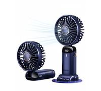 Explcior Electric Fan Handheld Mini Portable Hand Held Fans USB Rechargeable Fans Foldable Travel Powerful Personal Pocket Fan 5 Speeds Cooling Desk Holiday Quiet Silent for Women Handbag(Blue)