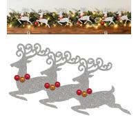 Explcior Glitter Reindeer Christmas Decor, Silver Reindeer Decorations for Mantel, Door, Or Wall, Christmas Tree Wreaths Decor Accessories, for Holiday Party Decoration Xmas Gift(3pcs)