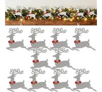 Explcior Glitter Reindeer Christmas Decor, Silver Reindeer Decorations for Mantel, Door, Or Wall, Christmas Tree Wreaths Decor Accessories, for Holiday Party Decoration Xmas Gift(10pcs)