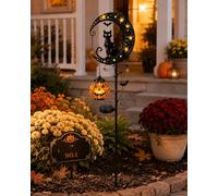 Explcior Solar Halloween Black Cat Pumpkin Moon Garden Stake Light