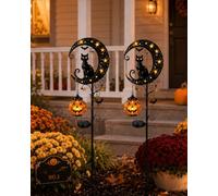 Explcior Solar Halloween Black Cat Pumpkin Moon Garden Stake Light