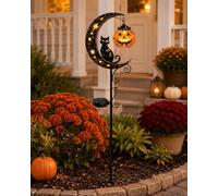 Explcior Solar Halloween Black Cat Pumpkin Moon Garden Stake Light