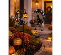 Explcior Solar Halloween Black Cat Pumpkin Moon Garden Stake Light
