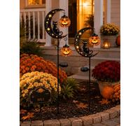 Explcior Solar Halloween Black Cat Pumpkin Moon Garden Stake Light