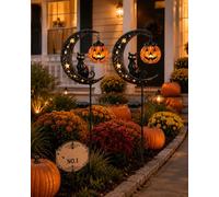 Explcior Solar Halloween Black Cat Pumpkin Moon Garden Stake Light