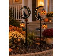 Explcior Solar Halloween Black Cat Pumpkin Moon Garden Stake Light