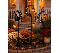 Explcior Solar Halloween Black Cat Pumpkin Moon Garden Stake Light