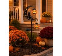 Explcior Solar Halloween Black Cat Pumpkin Moon Garden Stake Light