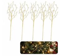 Explcior Transparent Crystal Branch Christmas Tree Ornament, Clear Red Acrylic Berry Picks with Flexible Wire Stems, Decorative Holiday Sprays for Tree, Wreath, Garland, Vase Decor(Stars-5pcs)