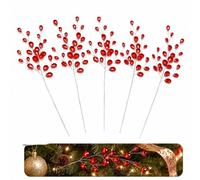 Explcior Transparent Crystal Branch Christmas Tree Ornament, Clear Red Acrylic Berry Picks with Flexible Wire Stems, Decorative Holiday Sprays for Tree, Wreath, Garland, Vase Decor(Red-5pcs)