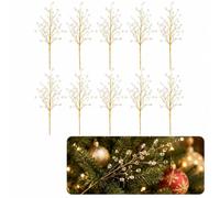 Explcior Transparent Crystal Branch Christmas Tree Ornament, Clear Red Acrylic Berry Picks with Flexible Wire Stems, Decorative Holiday Sprays for Tree, Wreath, Garland, Vase Decor(Water-10pcs)
