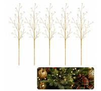 Explcior Transparent Crystal Branch Christmas Tree Ornament, Clear Red Acrylic Berry Picks with Flexible Wire Stems, Decorative Holiday Sprays for Tree, Wreath, Garland, Vase Decor(Water-5pcs)