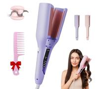Explicitu Hair Styling Tool with Negative Ionic Technology, Homessencials French Curls Iron, Anti-Scald Hairs Waver for Frizz-Free Bouncy Waves, Hair Crimper for All Hairs Types Women (Purple)